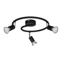 Philips Foco Lámpara de Techo Limbali 3 Focos GU10 Negro Metal Cabezal Ajustable IP20 (Bombilla no Incluida) Ø29,3 x 13 cm