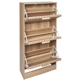 Home Deco Factory Mueble Zapatero Klaus 3 Puertas Abatibles, 18 Pares, Madera MDF, Colección Natural, Medidas 60x24x113cm