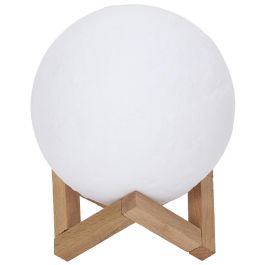 Home Deco Factory Lámpara Luna 3D Táctil Recargable 3 Colores con Soporte de Madera 15cm