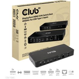 Club3D KVM Switch 4K60Hz 2x USB-C> HDMI/DP/3xUSB/2xUSB-C/LAN Conmutador/Docking Station DisplayPort/HDMI 4K60Hz USB-C Negro Precio: 182.49999966. SKU: B16NNK3DB9