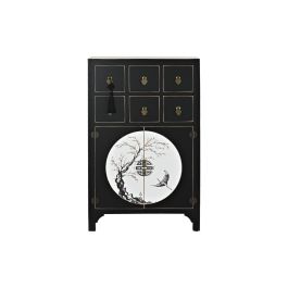 Cajonera DKD Home Decor Negro Dorado Abeto Madera MDF Oriental 63 x 28 x 101 cm