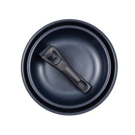 Bergner BG - 31605 - BK Set 2 Sartenes Click & Cook ø20 / ø26 cm Antiadherentes Aluminio Inducción Mango Desmontable Negro
