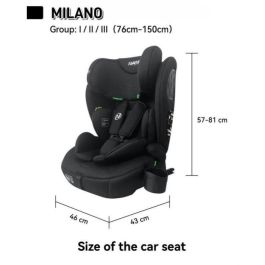 Nania NAN3760425910045 Silla de Coche Milano Isofix Grupo 1/2/3 I-size Con Reductor Negro