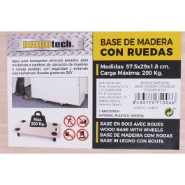 Bricotech Base de Madera con Ruedas 57.5 x 29 x 1.8 cm