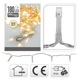 Guirnalda fija 180 leds blanco calido 220v ip44 cable transparente 16,5m