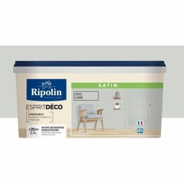Ripolin Pintura Interior Monocapa Cubriente para Paredes, Carpintería y Radiadores Gris Lomé Satinado 2,5L
