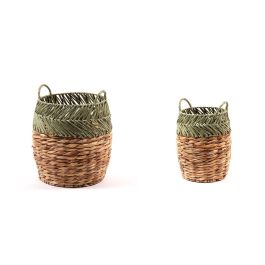 DKD Home Decor Cesta Balines Natural Verde Ratan Set de 2 Piezas 33 x 40 x 33 cm Precio: 41.50000041. SKU: S3028765