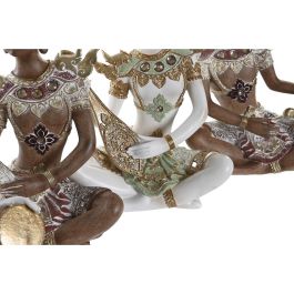 Figura Oriental DKD Home Decor Blanco Marron 12 x 27.5 x 18 cm (4 Unidades)