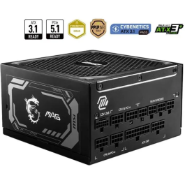 MSI MAG A1250GL 306-7ZP9A11-CE0 Fuente de Alimentación 1250W 80 Plus Gold ATX Modular PCIe 5.1 Precio: 207.88999957. SKU: B1JL8W9WAE