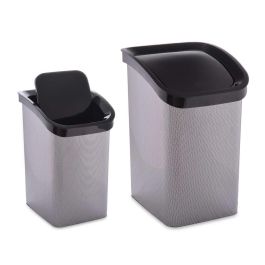 Papelera de plástico basculante fibra carbono 23L Berilo 27x43x34 cm gris oscuro (6 Unidades) Precio: 65.49999951. SKU: S3610486