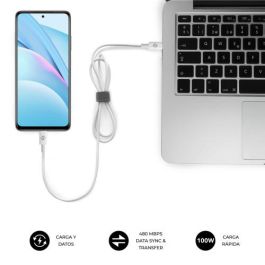 Subblim Cable USB-C a USB-C Cable Plus 100W Carga Rápida y Transferencia 480Mbps 2m Blanco