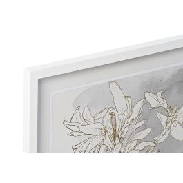 DKD Home Decor Cuadro Romántico 2.5 x 70 x 55 cm Gris Blanco Cristal MDF Flores (4 Unidades)