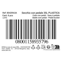 Inde Cubo Con Pedal Ecoponto 35 Lt Plástico 30 cm (Ancho) x 48,5 cm (Alto) x 38,2 cm (Largo) (6 Unidades)