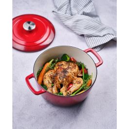 Cosy & Trendy COS5401110265146 Cacerola con tapa Hierro fundido esmaltado Roja Ø24 cm 4,6 L