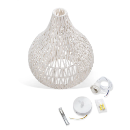 Lámpara Colgante Orsk Cuerda Natural Estilo Rústico SKD-P80027