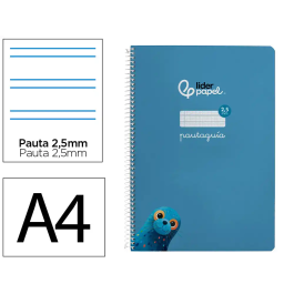 Liderpapel Cuaderno espiral A4 Pautaguía tapa blanda 80 hojas 75gr cuadro pautado 2,5mm color azul Precio: 11.79000042. SKU: B178SDSKAZ