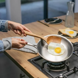 Livoo Sartén de acero inoxidable MEP157 de 20 cm - Triplemente acero inoxidable, apta para todo tipo de fuegos, incluida la inducción - Fabricado en Francia