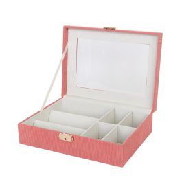 Versa Caja Roja para Relojes 20.5x8 cm Cartón, Cristal, Madera MDF, Poliéster (2 Unidades)