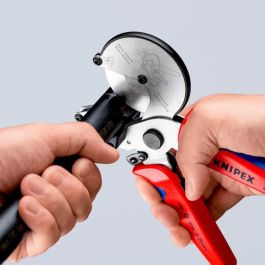 Knipex Tijeras para tubos, para Plástico y Aluminio, Negro/Azul/Rojo, corte hasta 2,6 cm, 210 mm