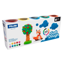 Milan Soft Dough Basic Pasta de Modelar 85g Caja de 10 Botes Colores Surtidos