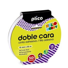 Plico Cinta adhesiva doble cara transparente 50 m x 15 mm, para Goma EVA, cartón, papel y scrapbooking, no amarillea Precio: 55.78999998. SKU: B1AWYT3792