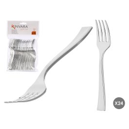 Kinvara Set de 24 Tenedores de Postre de Plástico Plateado, 10x16x1.5 cm (48 Unidades)