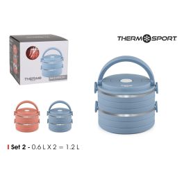Thermosport Fiambrera Plástico-Acero 0.6L | Set de 2 | 15.7 cm (Ancho) x 13 cm (Alto) x 15.3 cm (Largo) (6 Unidades) Precio: 43.88999967. SKU: S2209686