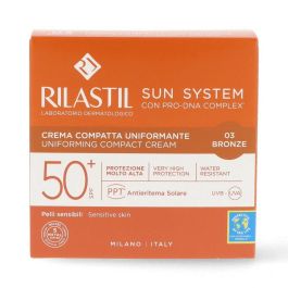 Rilastil SUN SYSTEM Crema Compacta SPF50+ Tono Bronce - Fotomaquillaje, Protector Solar Muy Alto, Unifica Tono, 10g