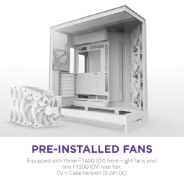 Nzxt Caja Semitorre H9 Flow Doble Cámara Paneles de Malla Cristal Templado