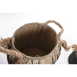 Cesta Colonial DKD Home Decor Negro Natural 44 x 48 x 44 cm Set de 3