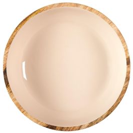 Home Deco Factory Ensaladera Dune Crema Colección Mirage de Madera de Mango Diámetro 33 cm x 7.5 cm Alto