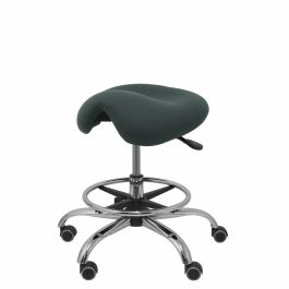 Piqueras y Crespo Taburete Clínico Giratorio Ergonómico con Asiento Anatómico, Base Cromada y Tejido Bali Gris Oscuro