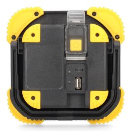 Edm Foco Linterna Recargable 10W LED con Función Power Bank, Luz Fría 6500K, Intensidad Regulable, Base Pivotante 180°, 14x14cm