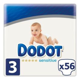 Dodot Pañales Sensitive Talla 3 (6-10 kg) Ultra Absorbentes con Indicador de Humedad y Tiras Transpirantes, 56 unidades Precio: 24.50000014. SKU: S0585318