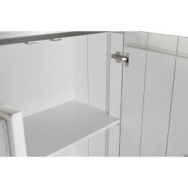 DKD Home Decor Aparador Moderno Colección Cruz Rombo Blanco Dorado de Mango y Latón Hecho a Mano, 2 Puertas, 2 Estantes, 93x41x114 cm