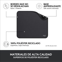Logitech Alfombrilla de Ratón Studio Series, Suave, Antideslizante, Resistente a Salpicaduras, para Deslizamiento Cómodo, Color Graphite