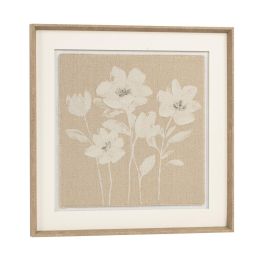 DKD Home Decor Cuadro Shabby Beige Blanco Cristal y PS 62.5 x 62.5 x 3.8 cm (2 Unidades)