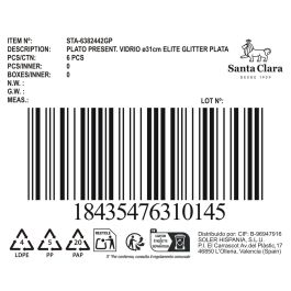 Plato 31 cm vidrio Elite Glit plata, colección 230