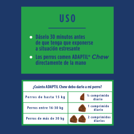 Adaptil Chews para Perros Ansiosos y Estresados - 30 Comprimidos Masticables Blandos con Calostro y Triptófano, Sabor Delicioso