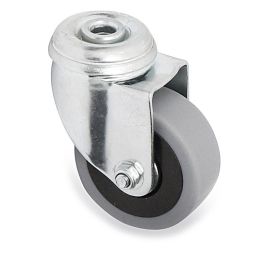 Q&Q Rueda Giratoria JADE TP Aro Goma Gris Ø60, Zincado Brillante, Placas Antihilo, Doble Hilera de Bolas, Taladro Pasante, Carga 50kg Precio: 4.49999968. SKU: B18V9BY8CC