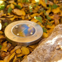 Lumisky LUM3760093543460 Juego 8 Focos Solares Redondos de Acero Inoxidable para Empotrar o Insertar LED Blanco Frío Ø12 cm