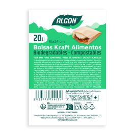 Bolsas Kraft reutilizables para alimentos, 20 unidades - Algon (24 Unidades) Bolsas Kraft reutilizables para alimentos, 20 unidades - Algon (24 Unidades)