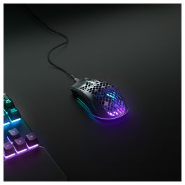 SteelSeries Aerox 3 2022 - Ratón Gaming Inalámbrico, Óptico 8500 DPI, 59g, RGB, USB-C, IP54, Negro