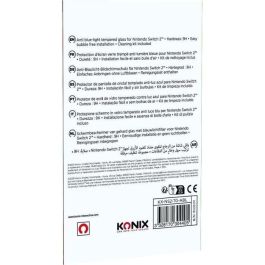 Konix 3328170304405 Protector de pantalla de vidrio templado para Nintendo Switch 2, Anti-luz azul, Anti-burbujas, Dureza 9H