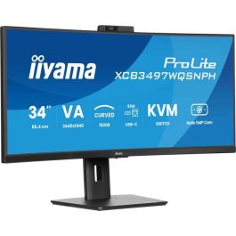 Iiyama Monitor curvo VA UWQHD de 34'' con cámara Windows Hello, USB-C, KVM, XCB3497WQSNPH-B1