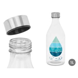 Vivalto Botella de Vidrio y Acero con Tapa de Acero 1000 ml 9.4x25.5x9.4 cm (12 Unidades)