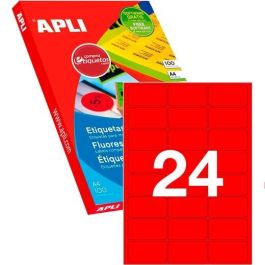 Apli Etiquetas Adhesivas Láser 64x33,9 mm Rojo Fluorescente, Pack 100 Hojas (2.400 Etiquetas) Precio: 39.79000058. SKU: S8420887