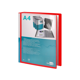 Liderpapel Carpeta Personalizable 100 Fundas Polipropileno DIN A4 Rojo Translucido con Cajetín