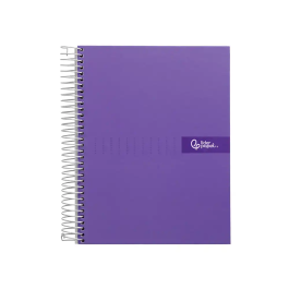 Liderpapel Cuaderno espiral A4 Crafty tapa forrada 80h 90gr cuadro 4mm con margen color violeta
