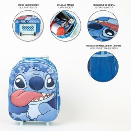 Cerdá Mochila Infantil Trolley 3D Stitch 25x31x10 cm, ideal para niños de 2 a 8 años, Color Azul